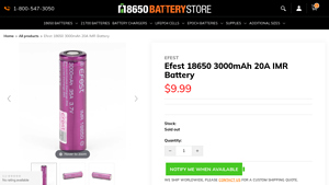Efest - 3000mAh 20A Battery