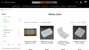 18650 Battery Store - Battery Cases