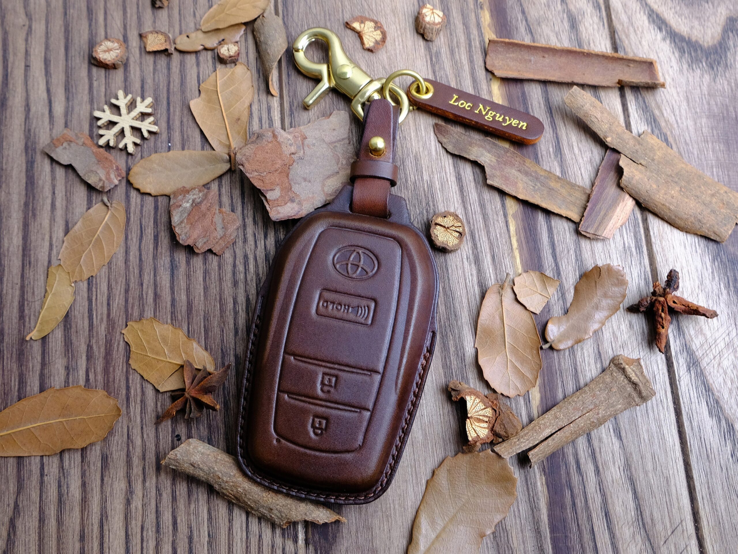 An application scenario or product detail of 2024 toyota prius alcantara key fob cover - Image 1
