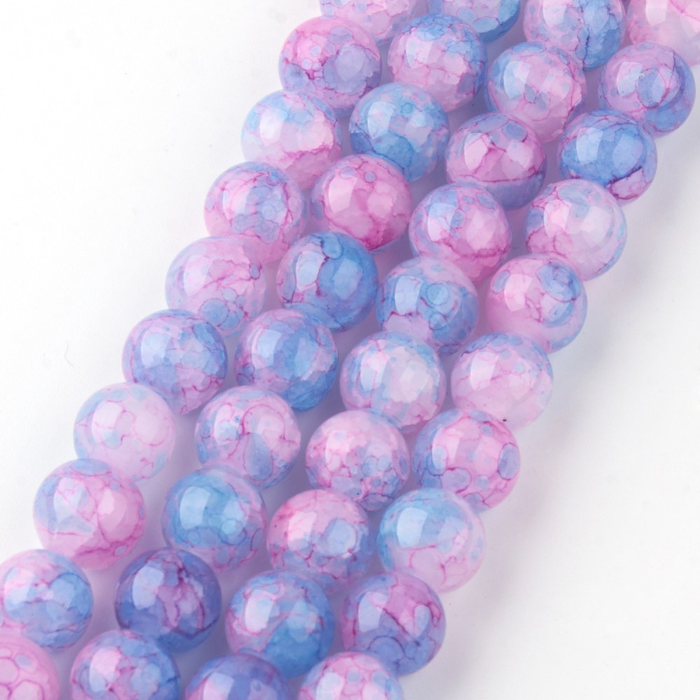 An application scenario or product detail of 6mm blue pink round crackle beads - Image 1