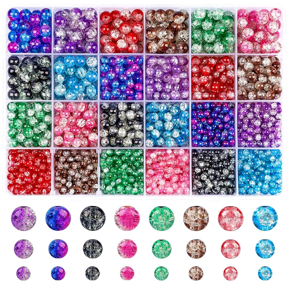 An application scenario or product detail of 6mm blue pink round crackle beads - Image 14