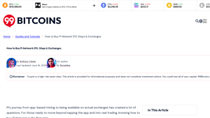 Screenshot of How to Buy Pi Network (PI): Steps & Exchanges - 99Bitcoins