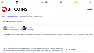 Screenshot of How to Buy ai16z (AI16Z) - Simple Guide - 99Bitcoins