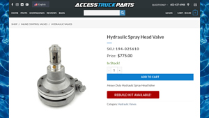 Access Truck Parts - Hydraulic Spray Head Valve