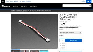 Adafruit - JST PH 2mm 3-pin Plug-Plug Cable