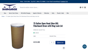 Air Sea Containers - 75 Gallon Open Head Fiberboard Drum