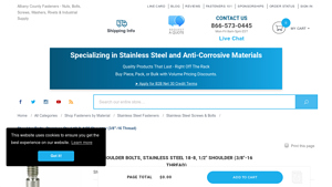 Albany County Fasteners - Stainless Steel Shoulder Bolt