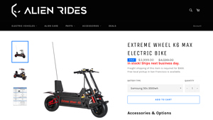 Alien Rides - Extreme Wheel K6 Max Electric Bike
