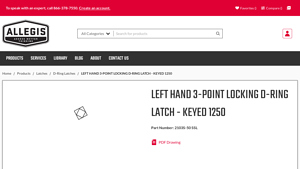 Allegis Corp - Left Hand 3-Point Locking D-Ring Latch