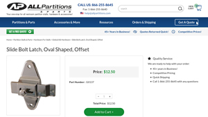 AllPartitions - Slide Bolt Latch, Oval Shaped, Offset