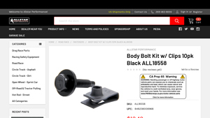 Allstar Performance - Body Bolt Kit w/ Clips 10pk Black