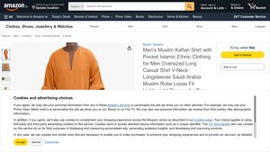 Men's Muslim Kaftan - Oversized V-Neck Shirt