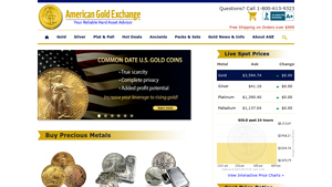 Screenshot of American Gold Exchange: Buy Gold and Silver Coins | Gold Dealer