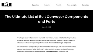 B2E Automation - Belt Conveyor Systems