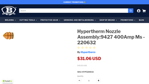 Hypertherm - Nozzle Assembly 9427 400Amp Ms
