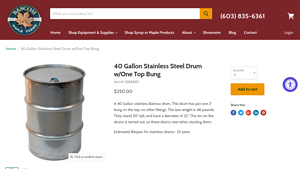 Bascom Maple - 40 Gallon Stainless Steel Drum