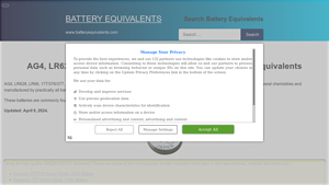 Battery Equivalents - Non-Rechargeable Button Cells