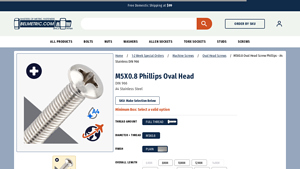 Belmetric - M5X0.8 Oval Head Screw Phillips