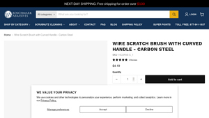 Benchmark Abrasives - Wire Scratch Brush with Curved Handle