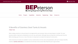 B.E. Peterson - Stainless Steel Water Tanks