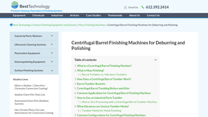 Best Technology Inc - Centrifugal Barrel Finishing Machines