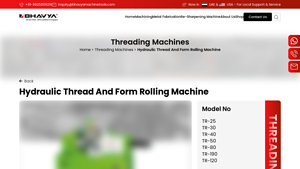 Bhavya Machine Tools - Hydraulic Thread & Form Rolling Machines