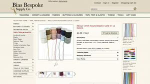 Bias Bespoke - REILLY 3mm Round Elastic Cord