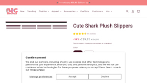 Big Squishies - Cute Shark Plush Slippers