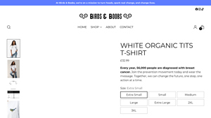 Birds and Boobs - White Organic Tits T-Shirt