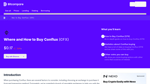 Screenshot of How to Buy Conflux (CFX): A Step-by-Step Guide - Bitcompare