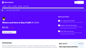 Screenshot of How to Buy FLOKI (FLOKI): A Step-by-Step Guide - Bitcompare