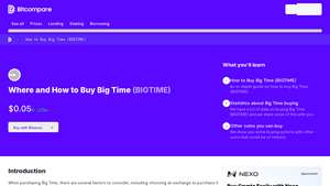 Screenshot of How to Buy Big Time (BIGTIME): A Step-by-Step Guide - Bitcompare