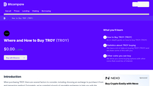Screenshot of How to Buy TROY (TROY): A Step-by-Step Guide - Bitcompare