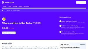 Screenshot of How to Buy Turbo (TURBO): A Step-by-Step Guide - Bitcompare