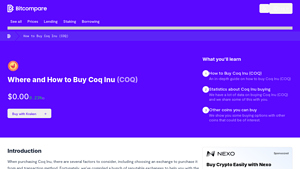 Screenshot of How to Buy Coq Inu (COQ): A Step-by-Step Guide - Bitcompare
