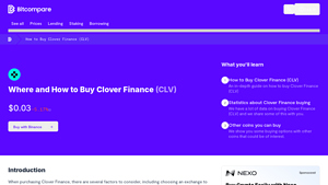 Screenshot of How to Buy Clover Finance (CLV): A Step-by-Step Guide - Bitcompare