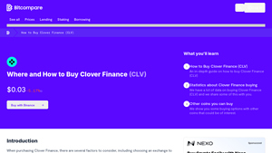 Screenshot of How to Buy Clover Finance (CLV): A Step-by-Step Guide - Bitcompare