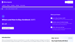 Screenshot of How to Buy Arcblock (ABT): A Step-by-Step Guide - Bitcompare