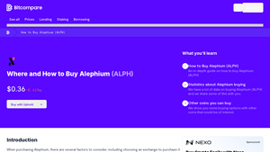 Screenshot of How to Buy Alephium (ALPH): A Step-by-Step Guide - Bitcompare