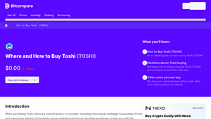 Screenshot of How to Buy Toshi (TOSHI): A Step-by-Step Guide - Bitcompare