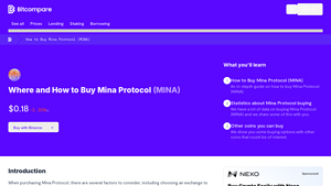Screenshot of How to Buy Mina Protocol (MINA): A Step-by-Step Guide - Bitcompare