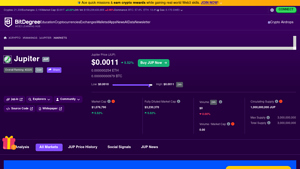 Screenshot of Where to Buy Jupiter: Best Jupiter Markets & JUP Pairs - BitDegree
