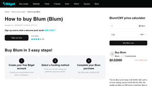 Screenshot of How to Buy Blum (Blum) with Credit Card Online - Bitget