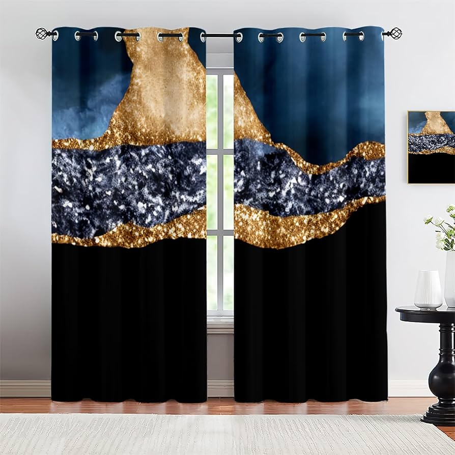 An application scenario or product detail of black and gold curtains - Image 1