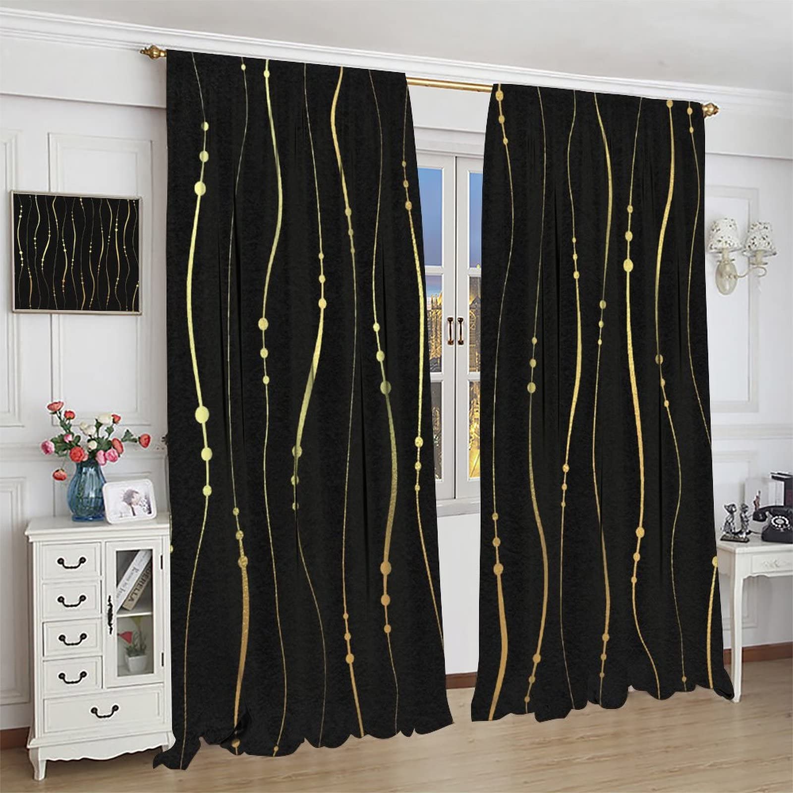 An application scenario or product detail of black and gold curtains - Image 2