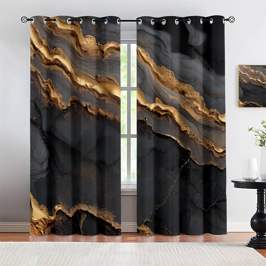 An application scenario or product detail of black and gold curtains - Image 4