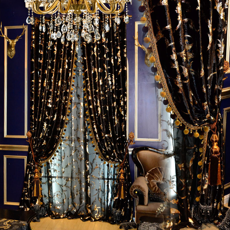 An application scenario or product detail of black and gold curtains - Image 5