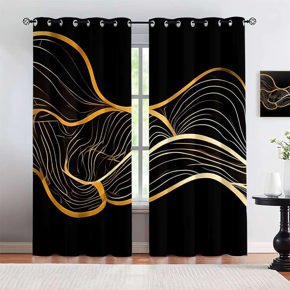 An application scenario or product detail of black and gold curtains - Image 7