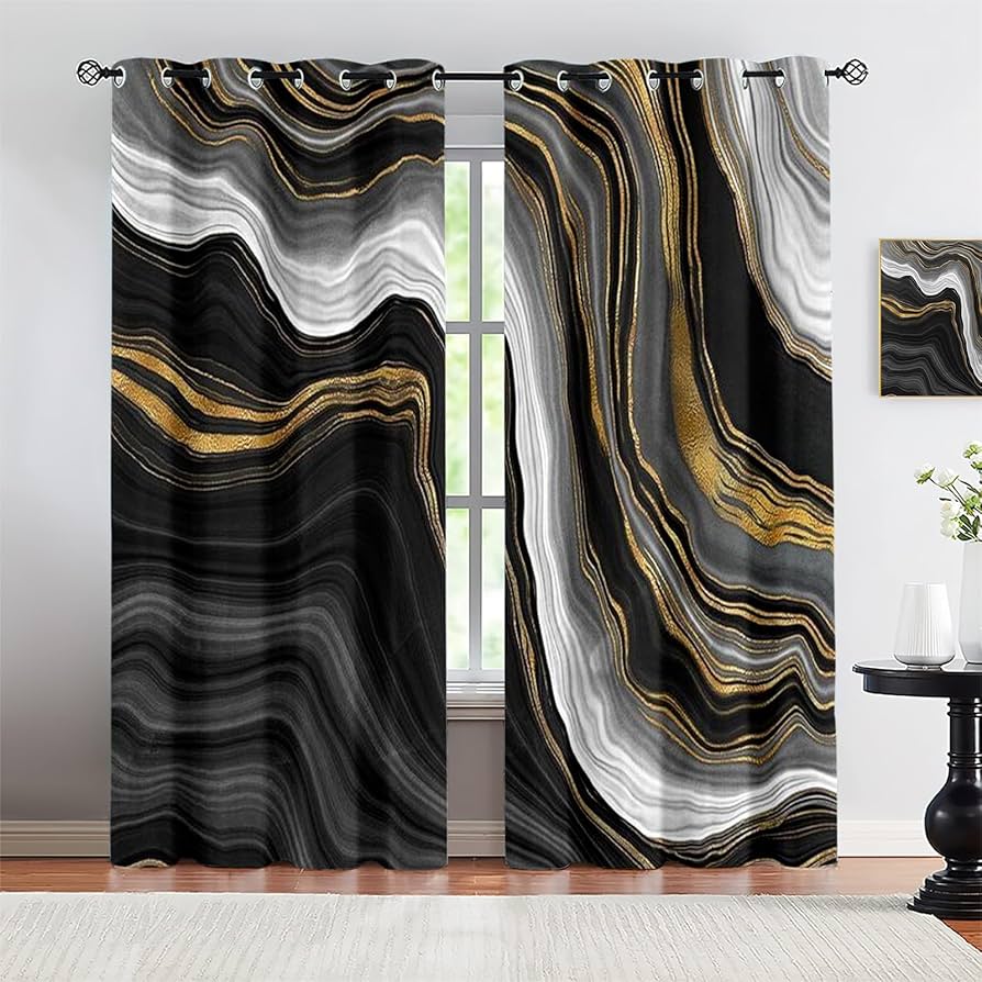 An application scenario or product detail of black and gold curtains - Image 13