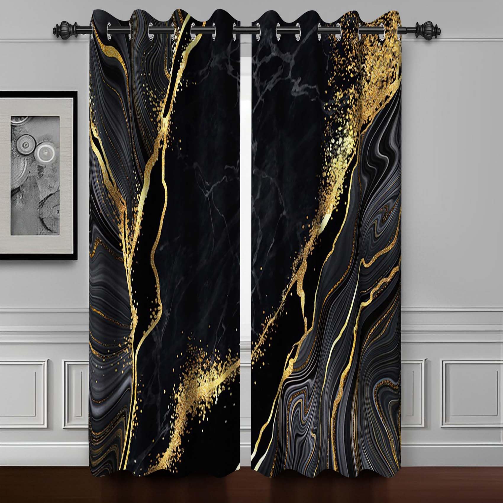 An application scenario or product detail of black and gold curtains - Image 20